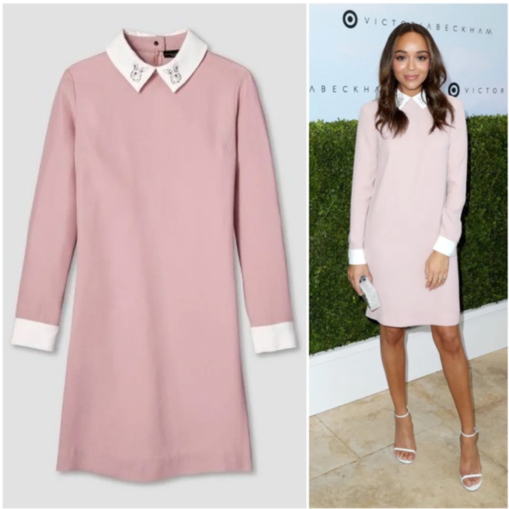 NWT! Victoria Beckham Target Pink Bunny Rabbit Collar dress XS Barbie pi…